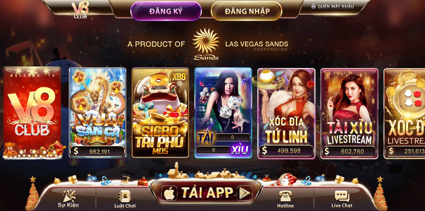 V8 Club có rất nhiều trò chơi thịnh hành đang được triển khai